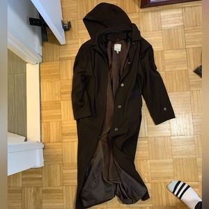 Anne Klein suede lined hooded trench coat